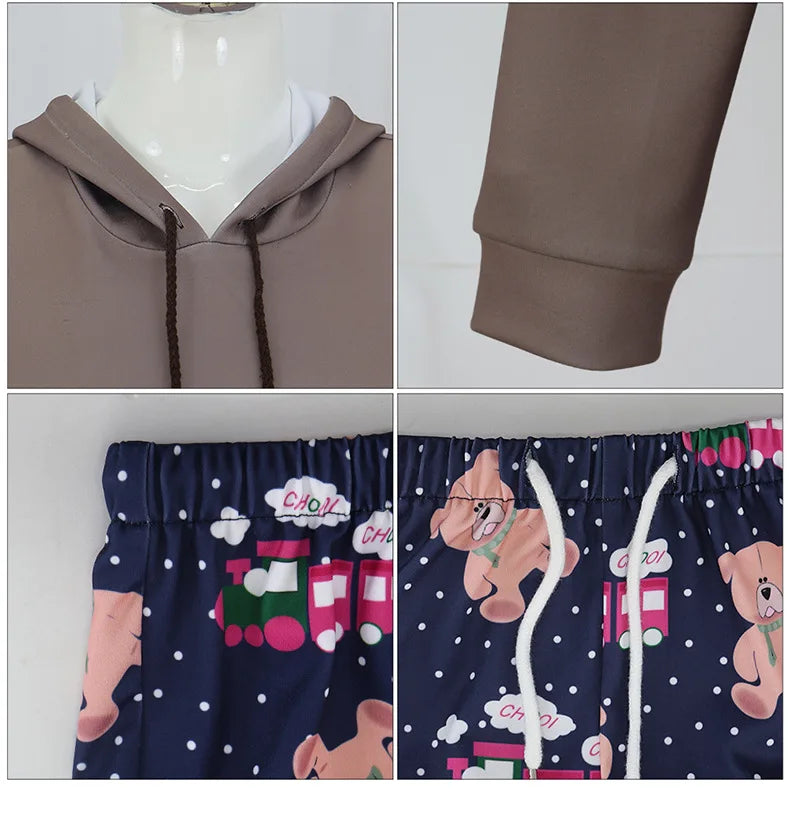 None Mira Light Purple Bear Pajamas Unisex Polyester Set