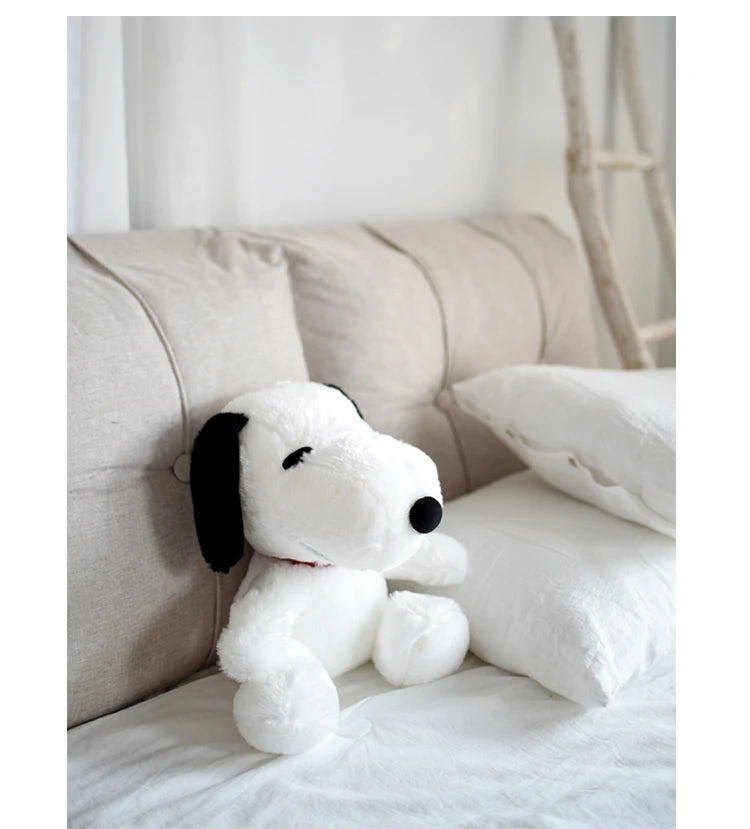 Cartoon Snoopy Plush Toy Stuffed Animal Black and White Dog Plushies Lovely Sitting Dog Doll Sofa Bed Room Decor Gifts Girl