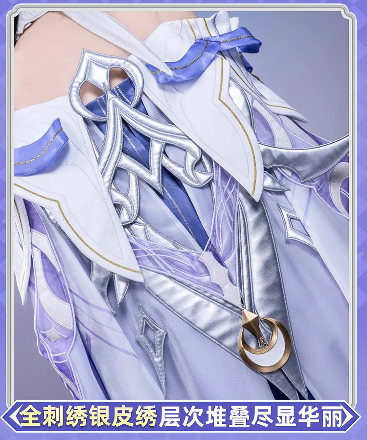 Genshin Impact Columbina Cosplay Costume Wig The Damselette Dress Uniform Eye Mask Eleven Fatui Harbingers Halloween Women Girls