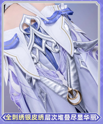 Genshin Impact Columbina Cosplay Costume Wig The Damselette Dress Uniform Eye Mask Eleven Fatui Harbingers Halloween Women Girls