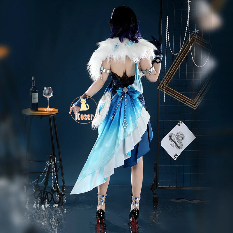 Genshin Impact Yelan Tranquil Banquet Cosplay Costume Wig Dress New Skin Uniform Outfit Halloween Party for Women Girls Props