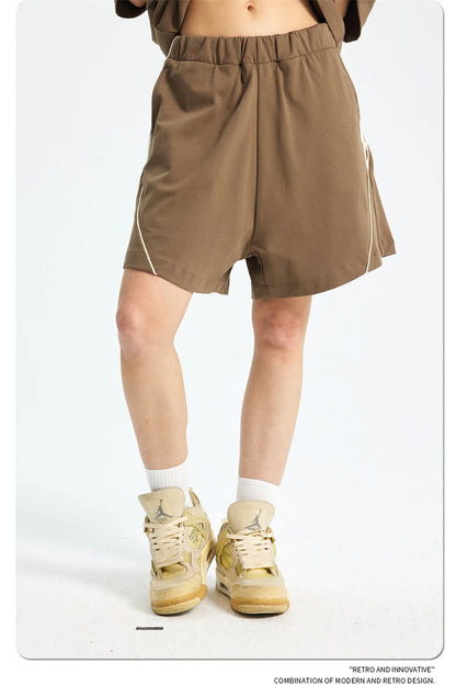 ZODF Fashion Men Summer 250gsm Patchwork Shorts Unisex High Street Loose Fit Quick Dry Sport Shorts Brand Streetwears HY1049