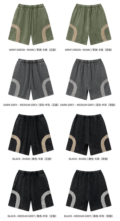 ZODF 2025 Summer Patchwork Washed Cotton Shorts For Men Unisex Retro Y2K High Street Distressed 330gsm Shorts Streetwears HY1057