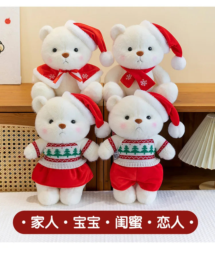 Plush Teddy Bear with Sweater Scarf for Kids Birthday Xmas Gift Cute Jointed Couple Bears Stuffed Animal Toy for Valentine