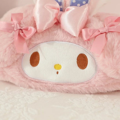 Japanese Style Plush My Melody Kuromi Tissue Box Durable Home Car Hotel Sofa Paper Tissue Holder Napkin Case Pouch Girl's Gift