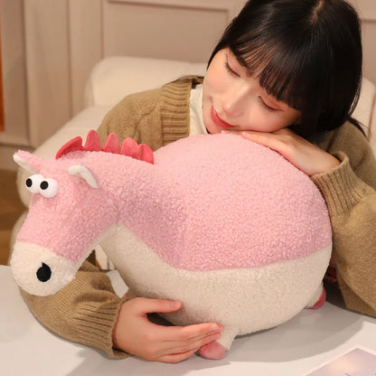 Cute Cartoon horse Plush Throw Pillow Toy Anime Stuffed Animals Round Fat Chubby Plushies Cushion Doll For Home Decor
