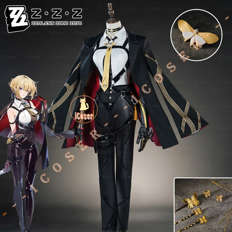 Zenless Zone Zero Evelyn Chevalier Cosplay Costume Wig Uniform Jacket Headwear Earrings Stars of Lyra Halloween Party Women Prop