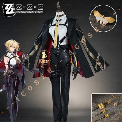 Zenless Zone Zero Evelyn Chevalier Cosplay Costume Wig Uniform Jacket Headwear Earrings Stars of Lyra Halloween Party Women Prop