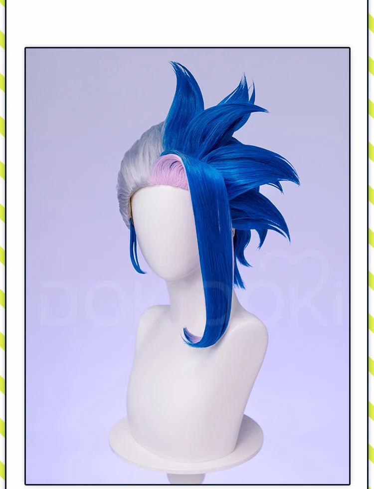 IN STOCK Guinevere Olivia Wig Anime Cosplay DokiDoki Blue Hair Knights Cosplay Double Buns Hight Heat Resistant Free Wig Cap