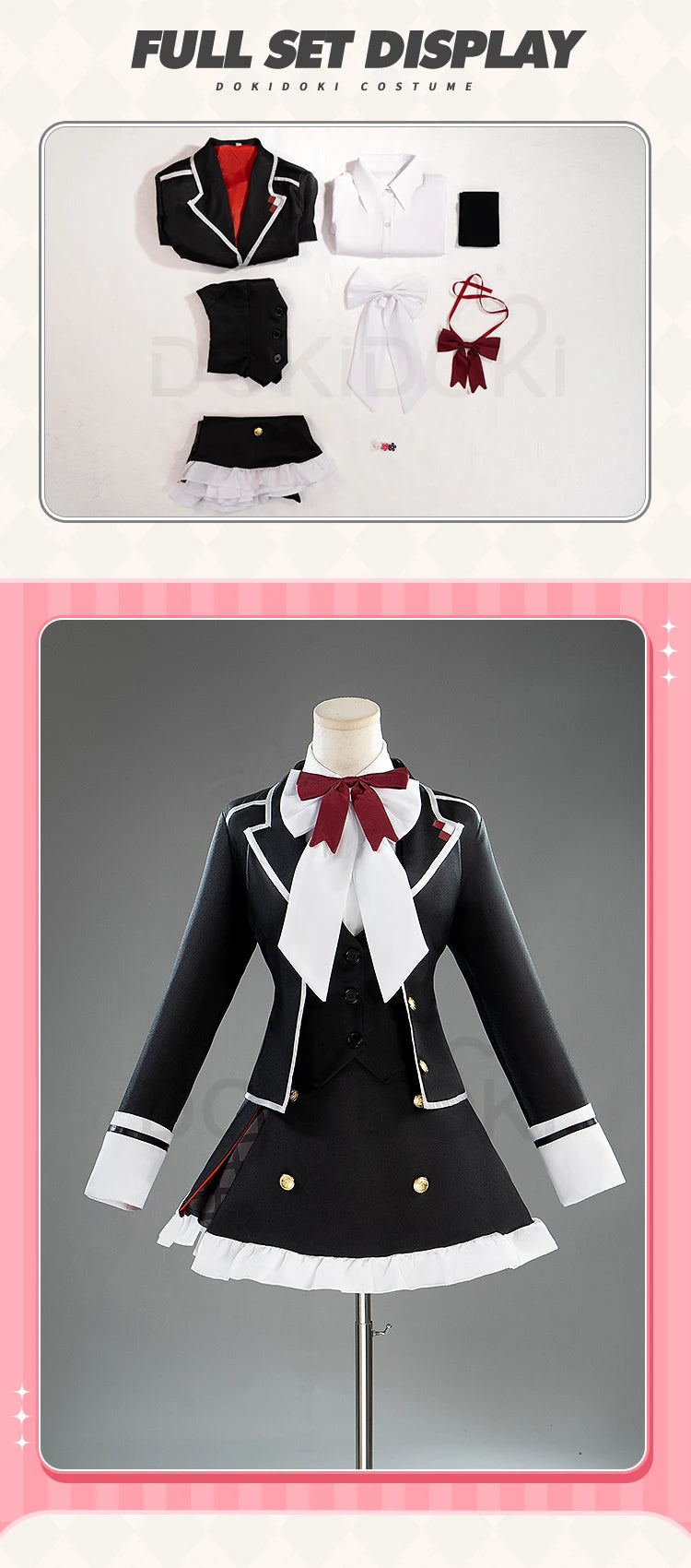 Yui Komori Cosplay Costume Anime Diabolik Lovers Cosplay 【XS-3XL】DokiDoki-N Women Black Cute Uniform Costume Komori Yui Cosplay