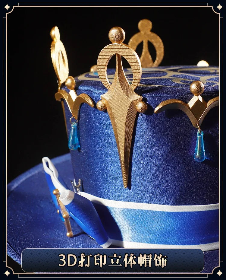 iCoser Focalors Furina Cosplay Costume Wig Dress Genshin Impact Fontaine Uniform Hat Pneuma Ousia God of Justice for Women Props