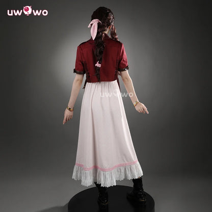 UWOWO Collab Series: FF- 7 Aerithh Cosplay Costume Pink Dress Cosplay Long Dress Halloween Costume
