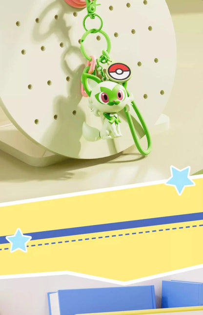 Genuine Pokemon Keychain Pikachu Gengar Sylveon Sprigatito Quaxly Fuecoco Anime Action Figure Toy Keyring Fragrance Pendant Gift