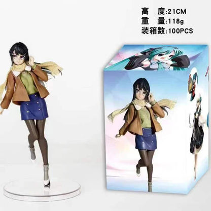 22cm Mai Sakurajima Does Not See The Bunny Girl's Ancestors Figure Winter Clothes Sakurajima Mai PVC Action Figure Model Toys