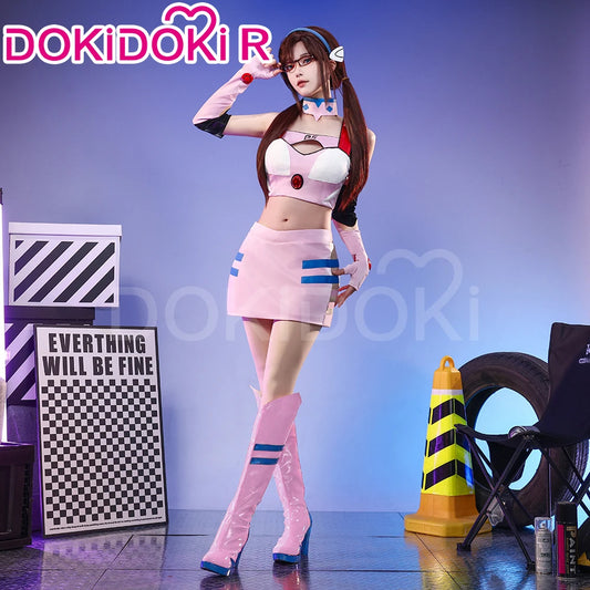 IN STOCK Marii Makinamii Cosplay Costume Anime 【S-3XL】 DokiDoki-R Women Pink Racing Suit Marii Makinamii Glasses Plus Size
