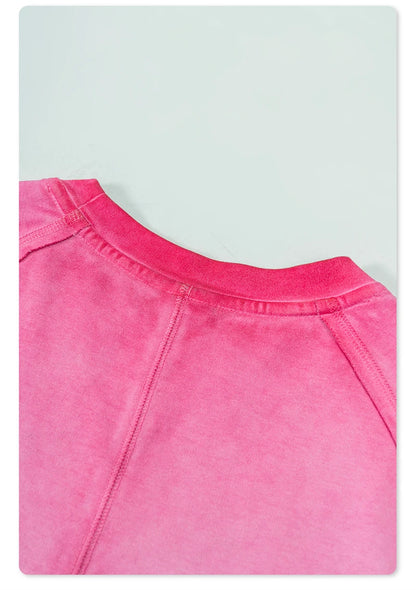 ZODF 2024 Summer Hotweet Washed T Shirt For Women Girls Gradient Raglan Sleeve Comfortable Short Tees Brand Tees HY0826