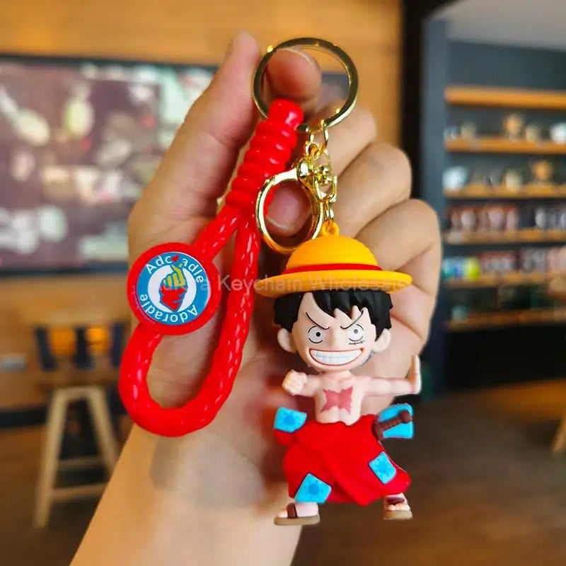 Anime One Piece Dragon Ball Keychain Luffy Sauron Nami Chopper Silicone Cute Car Keyring Pendant Toys Birthday Kids Toys Gifts
