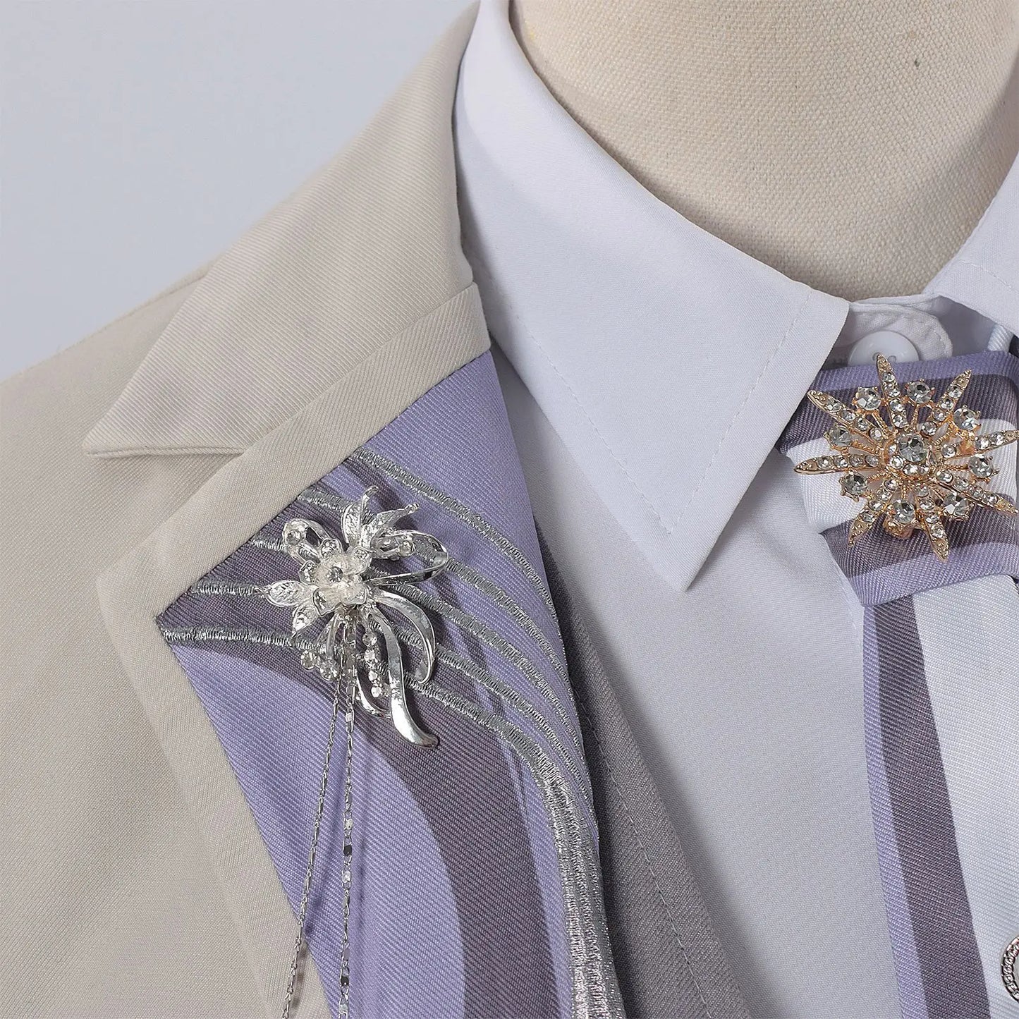 Love and Deepspace Xavier Cosplay Costume Wig Birthday Outfit Uniform Suit Brooch Halloween Party for Women Men Carnival Props