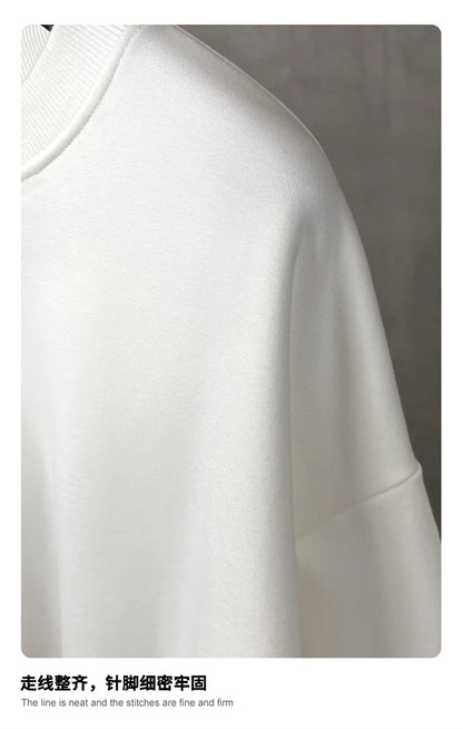 ZODF New Autumn Man Heat Transfer Printing T-Shirt Unisex Oversized 340gsm Fake 2-Piece Long Sleeve T Shirts Brand Tops HY1113