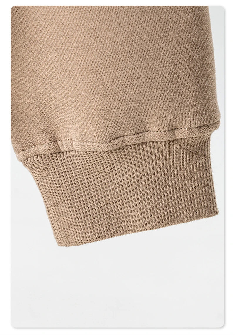 ZODF Fashion Winter Men Warm Zipper Fleece Hoodies Unisex Loose Basic 345gsm Knitted Hooded Hoodie Coats HY0904