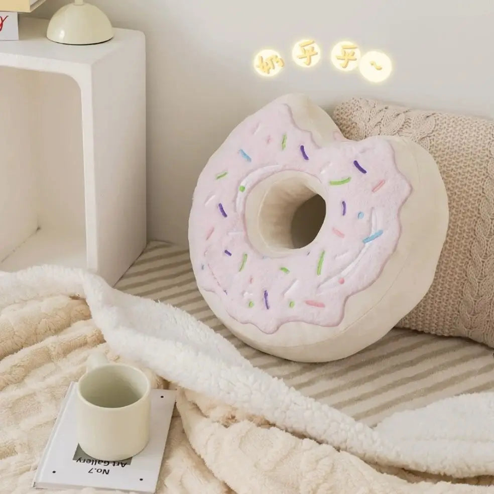 ZU 38cm Sweet Buns Donut Soft Toy Stuffed Cream Doughnut Plush Pillow Simulation Food Sofa Chair Cushion Kids Girl Gift