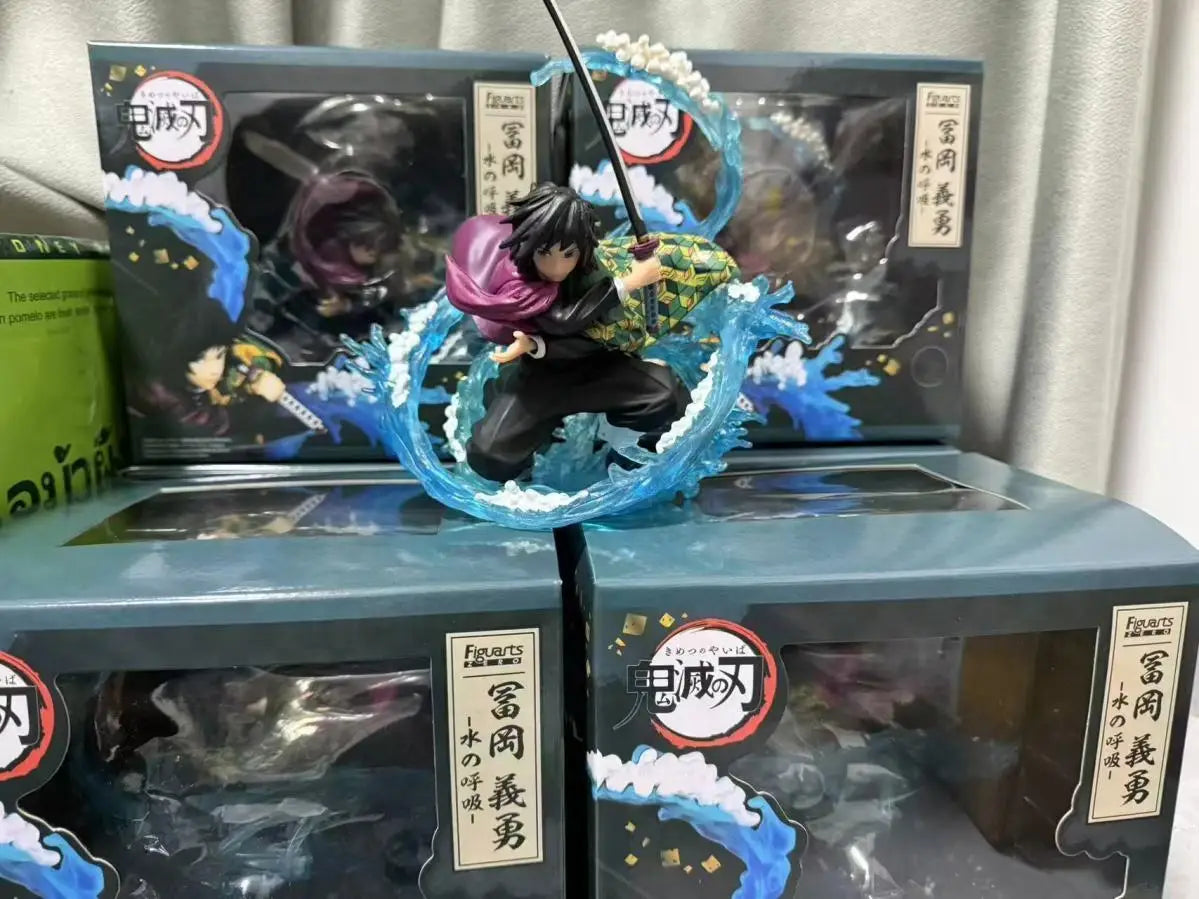 17cm Demon Slayer Anime Tomioka Giyuu Action Figure Water Breathing Statue Figurine Model Collection Room Decora Desk Toys Gift