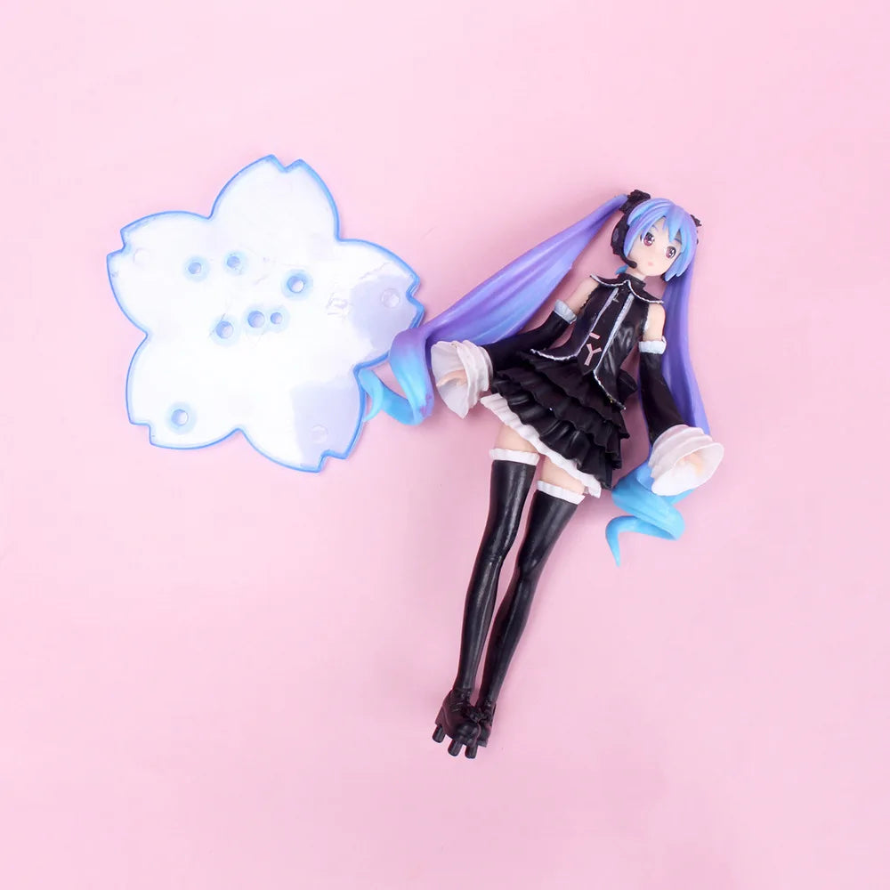 17CM Anime Hatsune Miku Project DIVA Arcade Future Tone Hatsune Miku Black Dress Lolita Model Toy Gift Collection Aciton Figure