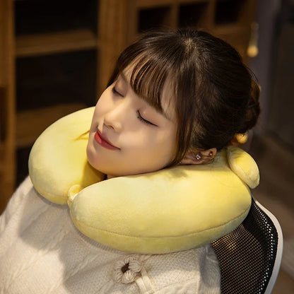 Kuromi My Melody Cinnamoroll Hello Kitty Pom Pom Purin Cute Soft Plush U-shaped Pillow Kawaii Plush Portable Pillow