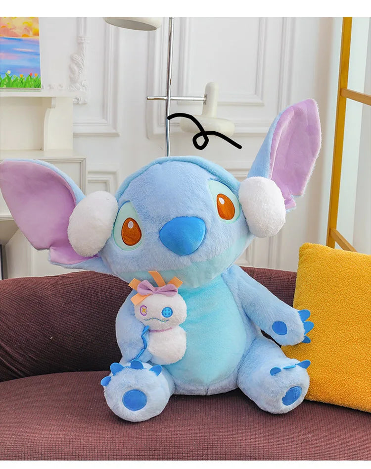 60/80/100cm Super Big Size Stitch Winter Disney Kawaii Anime Plush Stuffed Doll Cartoon Plushies Children's Pillow Holiday Gift