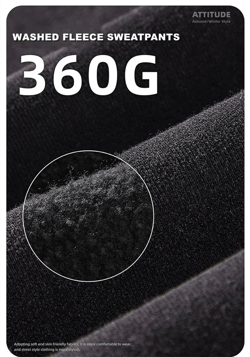 ZODF Vintage Men 360gsm Thick Fleece Sweatpants Women Unisex Loose Washed Distressed Warm Joggers Pants For Winter HY0749