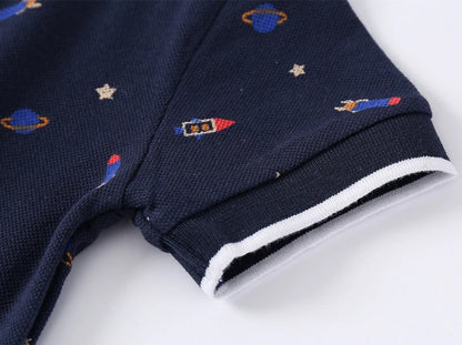 Baby Boys Summer Polo Shirt Cotton Korean Children's Clothes 2024 Kids Turn-down Collar White Tee Boys Short Sleeve Shirt Tops