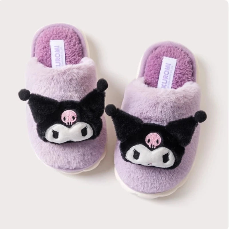 Cartoon Cute Kt Cat Melody Kuromi Cinnamoroll Autumn Winter Thick Bottom Anti Slip Slippers Home Indoor Shoes Exquisite Gifts