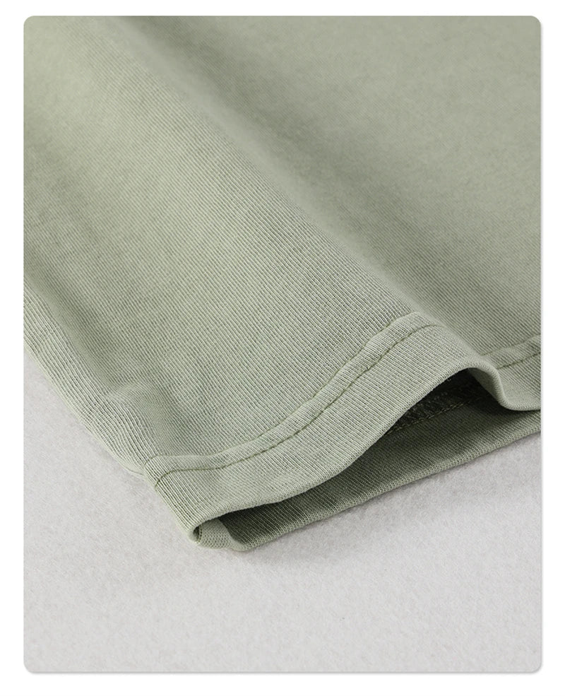 ZODF New Spring Summer Washed Cotton Solid T Shirts For Men Unisex High Street Loose Edge Oversized Noshrink T-Shirt Tee HY0465