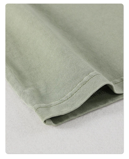 ZODF New Spring Summer Washed Cotton Solid T Shirts For Men Unisex High Street Loose Edge Oversized Noshrink T-Shirt Tee HY0465