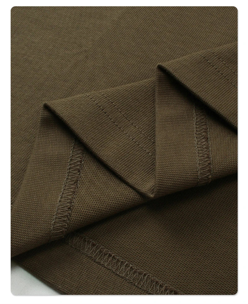 ZODF Fashion Spring Autumn Men 100% Cotton T-Shirt Unisex Fake 2-Piece 305gsm Solid Full Sleeve O Neck T Shirt Brand Tees HY0925