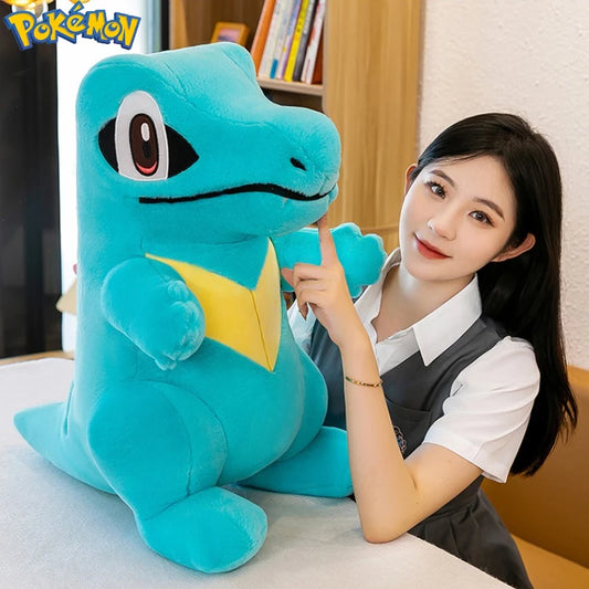 80CM Big Size Pokemon Totodile Plushies Waninoko Peluche Cartoon Anime Kawaii Ornament Comfortable Soft Doll Children Toy Gift