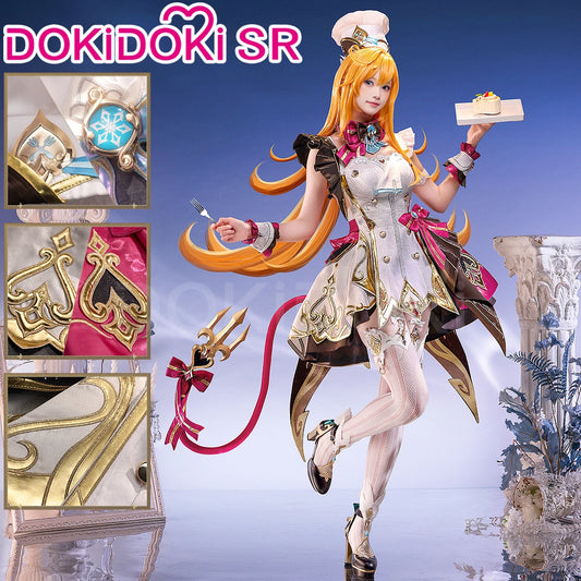 IN STOCK Escoffier Cosplay Costume Game Genshin Impact DokiDoki-SR Women Fontaine Costume Escoffier Cosplay Tail Wig
