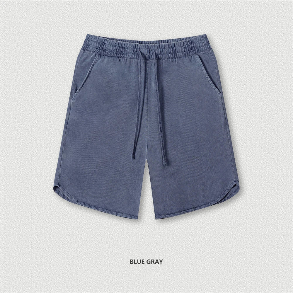 ZODF New 2024 Men Washed Plush Cotton Shorts Unisex Couple Loose 358gsm Distressed Comfortable Short Pants Streetwears HY0807