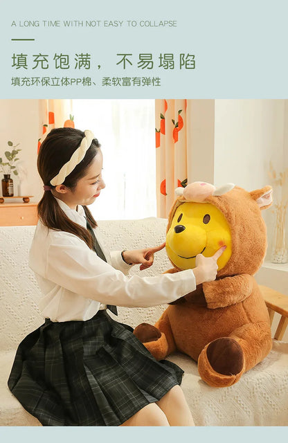 Disney 35-65cm Large-sized Winnie The Pooh Plush Toy with A Removable Hat A Cuddly Doll for Sleeping and Hugging Festival Gifts
