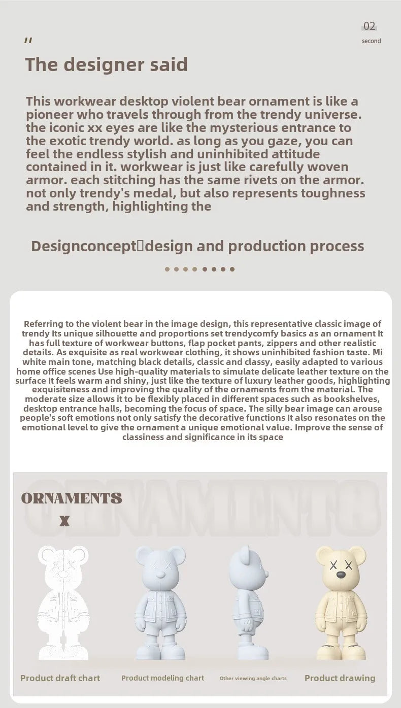 Cartoon Bear Figurine Resin Model Toy Collector Garage Kit Action Bear Figure Doll Collection Toys