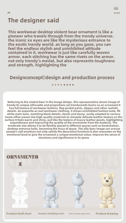 Cartoon Bear Figurine Resin Model Toy Collector Garage Kit Action Bear Figure Doll Collection Toys