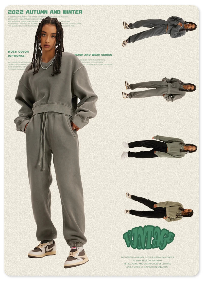 ZODF Winter Women Short Fleece Cropped Sweatshirts Girls Female Hip Hop Loose 400gsm V-Neck Pullovers Brand Tops HY0437