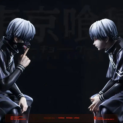 Tokyo Ghoul Kaneki Ken Sitting Figure Double Head Sculpt Replaceable Arms PVC Anime Statue Desktop PC Case Decor Collection Gift