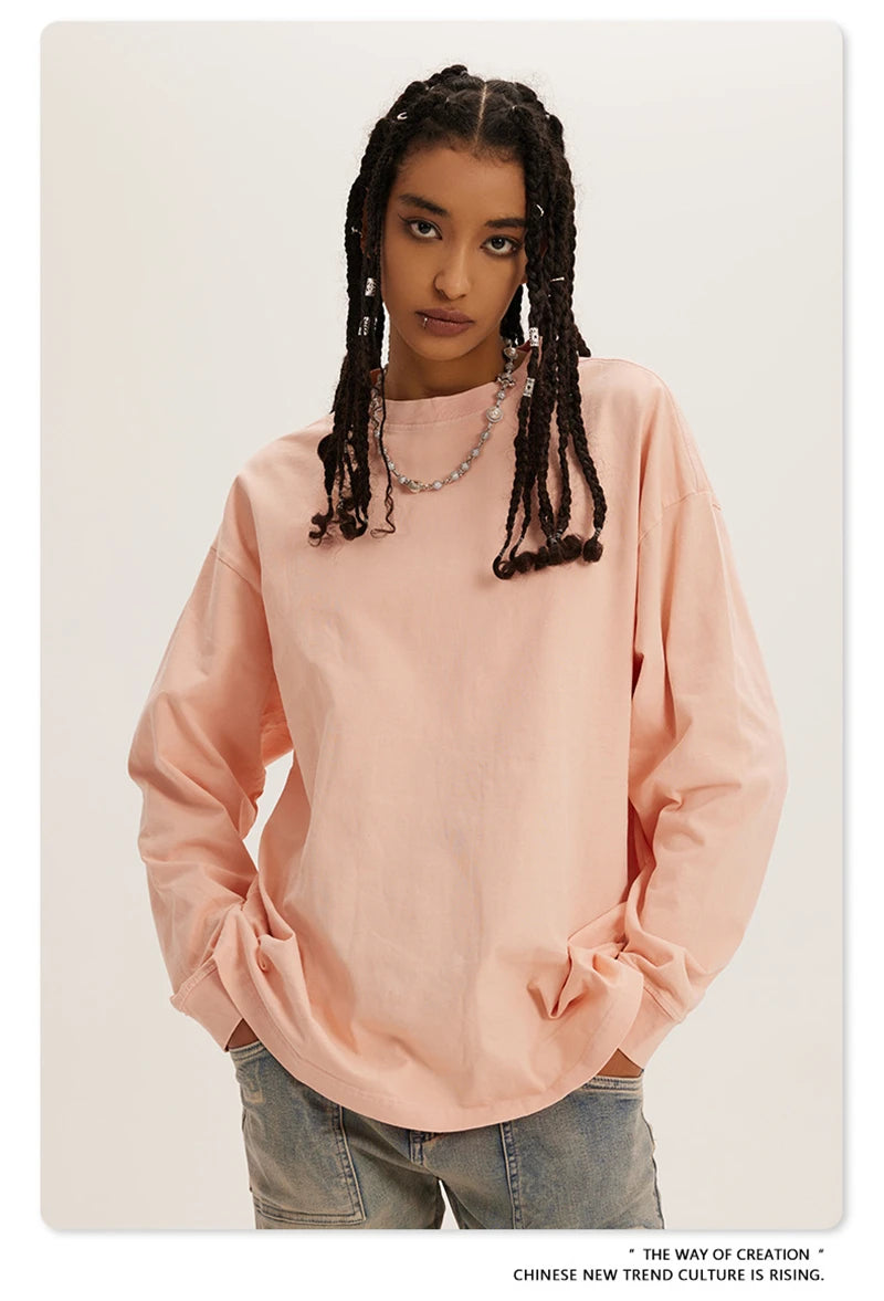 ZODF New Autumn Men's 260gsm 100% Cotton T Shirts Unisex Retro High Street Loose Washed Solid Tees Streetwears HY0376