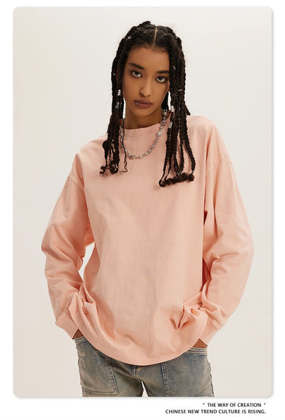 ZODF New Autumn Men's 260gsm 100% Cotton T Shirts Unisex Retro High Street Loose Washed Solid Tees Streetwears HY0376