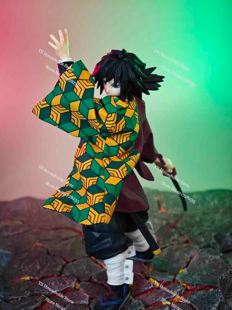 1/12 Kamado Tanjirou Flame Plaid Windbreaker Tomioka Giyuu Spout Matching Color Toy Accessory For Shf Anime Demon Slayer Soldier