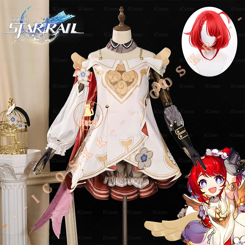 iCoser Honkai Star Rail Tribbie Cosplay Costume Wig Dress Uniform Headwear Wings Halloween Party for Women Girls Props Carnival