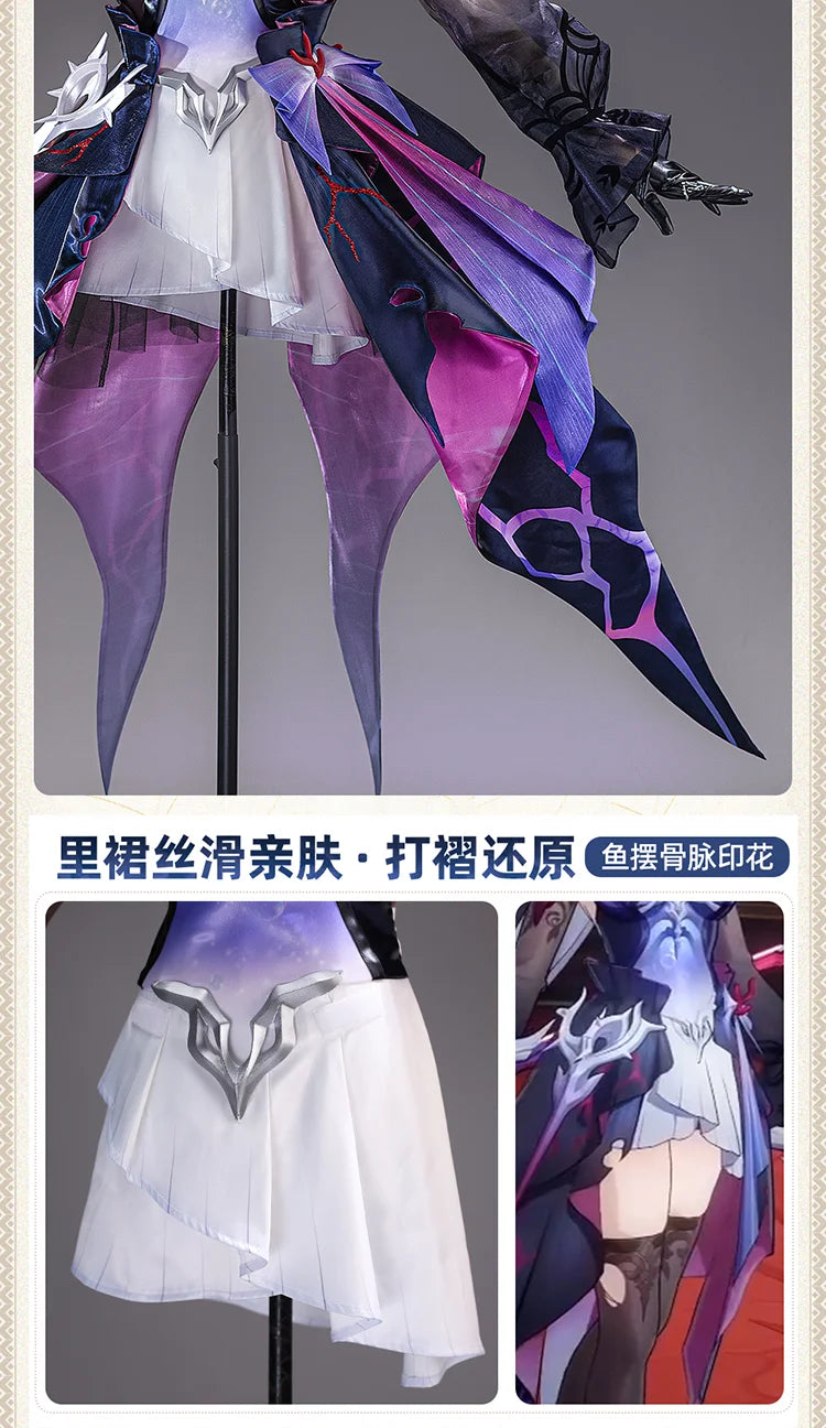 Honkai Star Rail Hysilens Cosplay Costume Wig Dress Earrings Headwear Rings Metal Accessories Halloween Party Women Girls iCoser