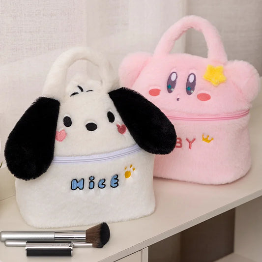 Sanrio Cute Plush Handbag Pochacco Kirby Plush Makeup Box Ugly Fish Kawaii Makeup Box Gifts For Girls