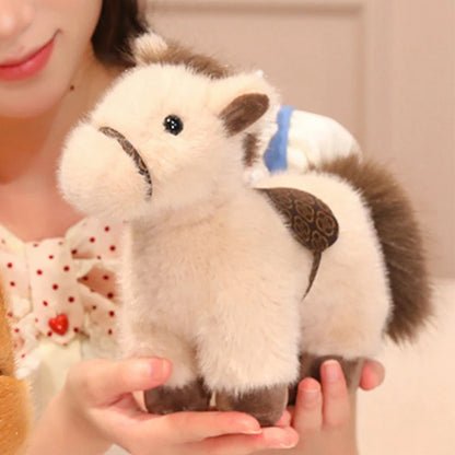 New Arrival Cute Saddle Pony Plushies Stuffed Animal Brown Horse Racehorse Soft Toys Birthday Xmas New Year Gift